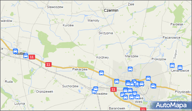 mapa Korzkwy, Korzkwy na mapie Targeo