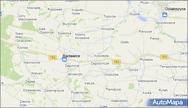 mapa Kościejów, Kościejów na mapie Targeo