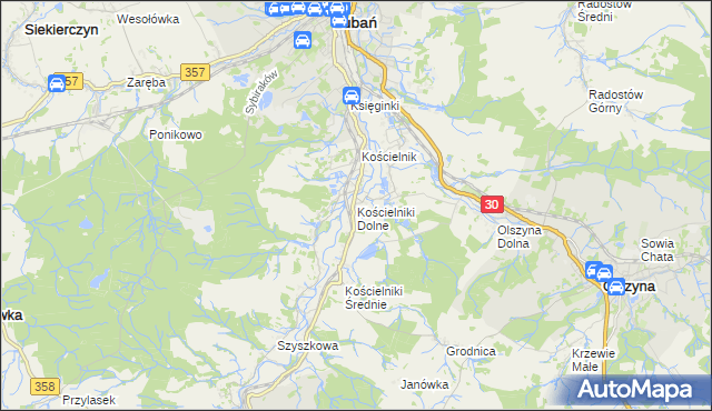 mapa Kościelniki Dolne, Kościelniki Dolne na mapie Targeo