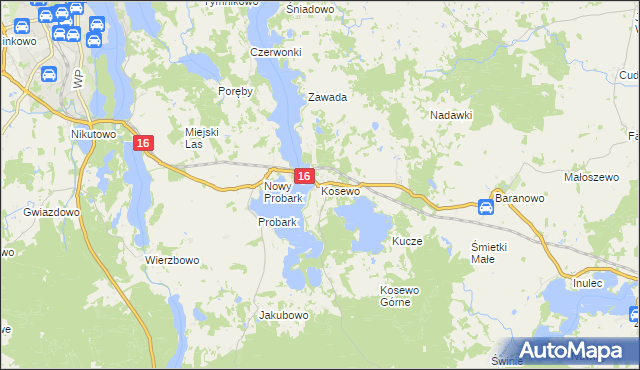 mapa Kosewo gmina Mrągowo, Kosewo gmina Mrągowo na mapie Targeo