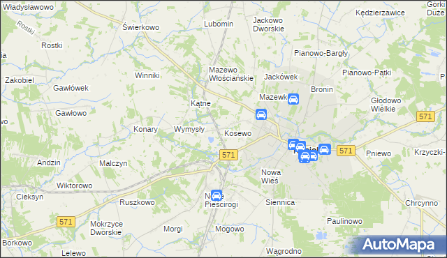 mapa Kosewo gmina Nasielsk, Kosewo gmina Nasielsk na mapie Targeo
