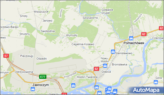 mapa Kosewo gmina Pomiechówek, Kosewo gmina Pomiechówek na mapie Targeo
