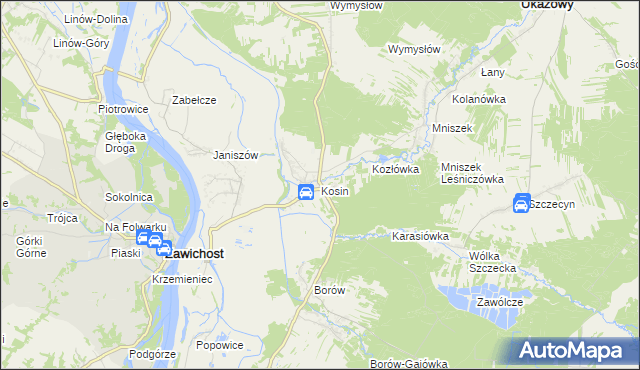 mapa Kosin gmina Annopol, Kosin gmina Annopol na mapie Targeo