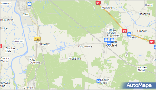 mapa Kosorowice, Kosorowice na mapie Targeo