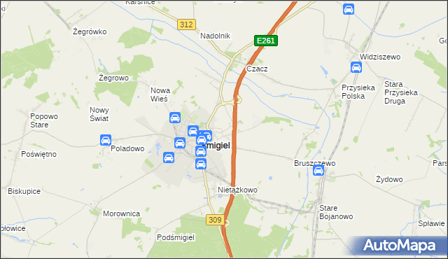 mapa Koszanowo gmina Śmigiel, Koszanowo gmina Śmigiel na mapie Targeo