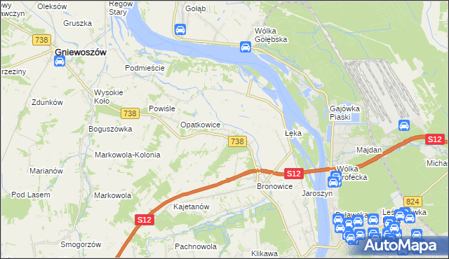 mapa Kowala gmina Puławy, Kowala gmina Puławy na mapie Targeo