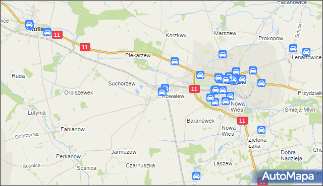 mapa Kowalew gmina Pleszew, Kowalew gmina Pleszew na mapie Targeo