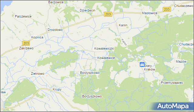 mapa Kowalewice gmina Darłowo, Kowalewice gmina Darłowo na mapie Targeo
