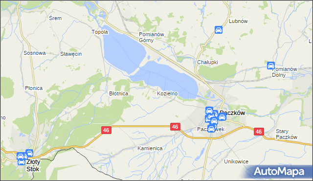 mapa Kozielno, Kozielno na mapie Targeo