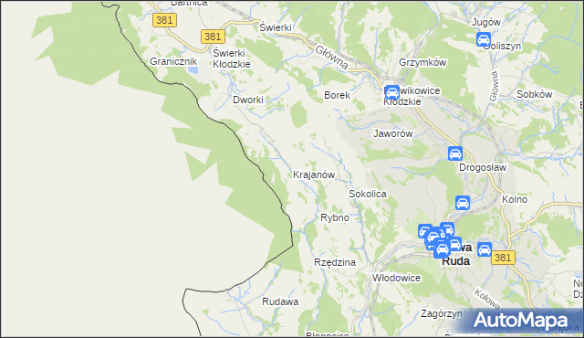 mapa Krajanów, Krajanów na mapie Targeo