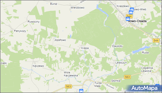 mapa Krępa gmina Lipowiec Kościelny, Krępa gmina Lipowiec Kościelny na mapie Targeo