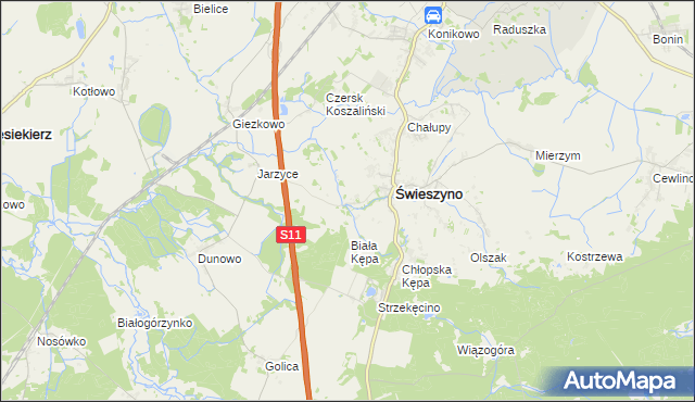 mapa Krokowo gmina Świeszyno, Krokowo gmina Świeszyno na mapie Targeo