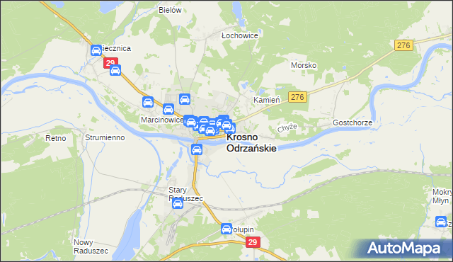 mapa Krosno Odrzańskie, Krosno Odrzańskie na mapie Targeo