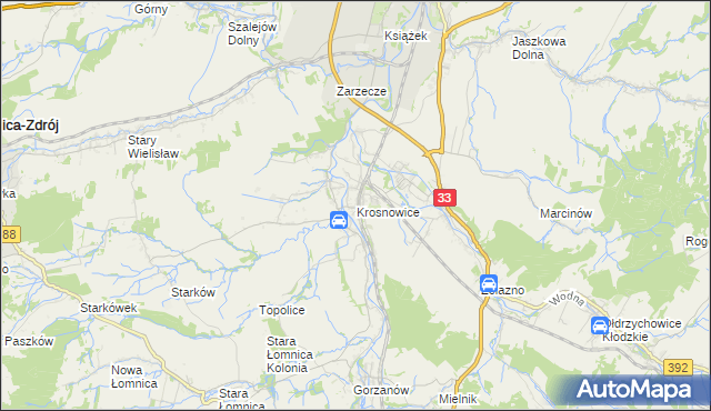 mapa Krosnowice, Krosnowice na mapie Targeo