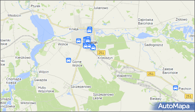 mapa Krotoszyn gmina Barcin, Krotoszyn gmina Barcin na mapie Targeo