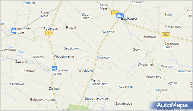 mapa Krotoszyn gmina Osięciny, Krotoszyn gmina Osięciny na mapie Targeo