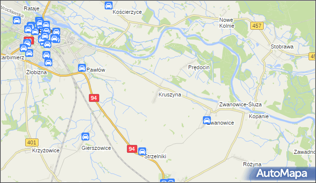 mapa Kruszyna gmina Skarbimierz, Kruszyna gmina Skarbimierz na mapie Targeo