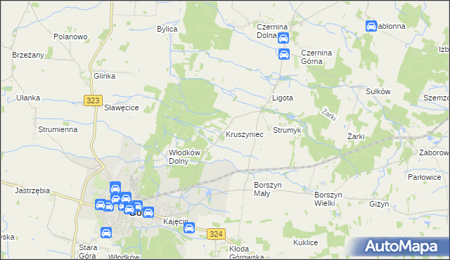 mapa Kruszyniec gmina Góra, Kruszyniec gmina Góra na mapie Targeo