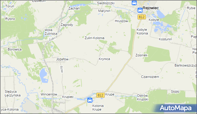 mapa Krynica gmina Krasnystaw, Krynica gmina Krasnystaw na mapie Targeo