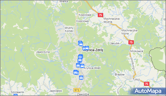 mapa Krynica-Zdrój, Krynica-Zdrój na mapie Targeo