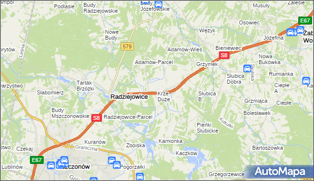 mapa Krze Duże, Krze Duże na mapie Targeo