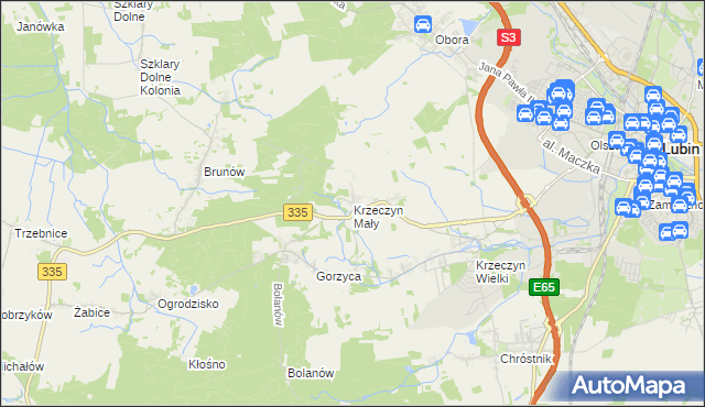 mapa Krzeczyn Mały, Krzeczyn Mały na mapie Targeo