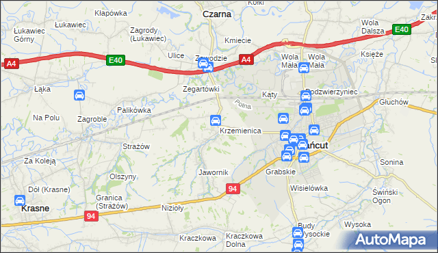 mapa Krzemienica gmina Czarna, Krzemienica gmina Czarna na mapie Targeo