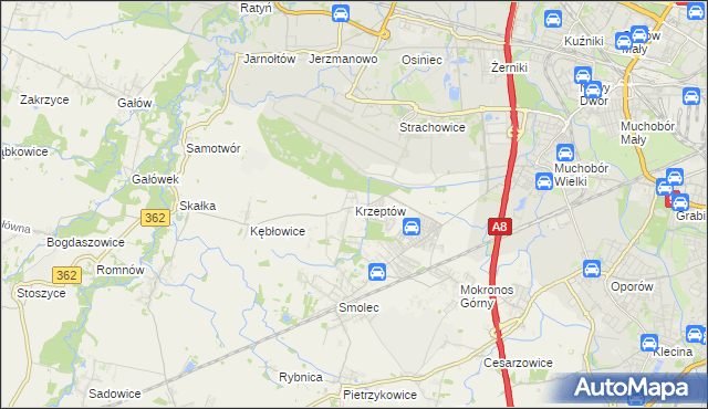 mapa Krzeptów, Krzeptów na mapie Targeo