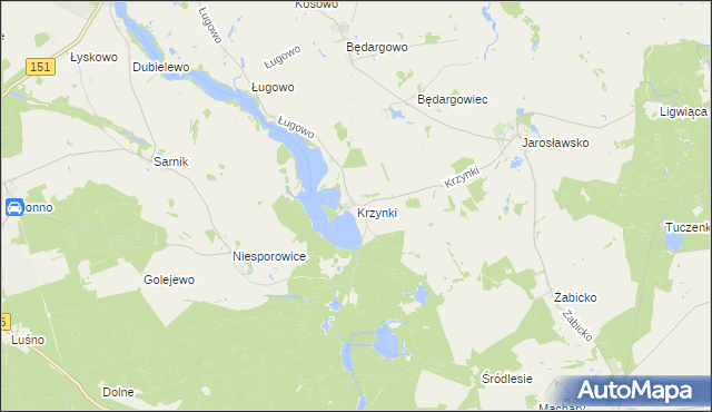 mapa Krzynki, Krzynki na mapie Targeo