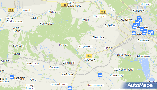 mapa Krzywołęcz, Krzywołęcz na mapie Targeo