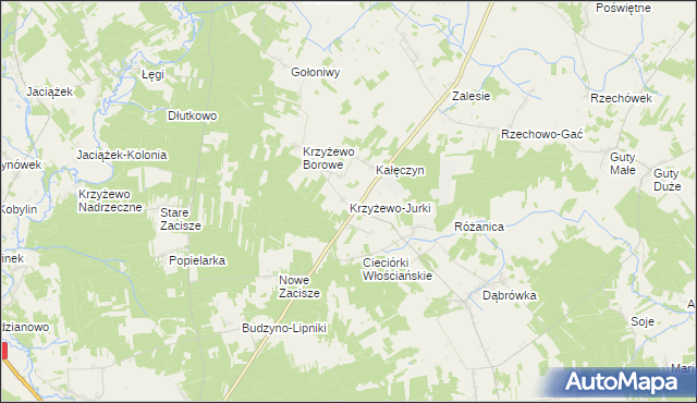 mapa Krzyżewo-Jurki, Krzyżewo-Jurki na mapie Targeo