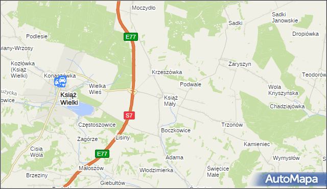 mapa Książ Mały, Książ Mały na mapie Targeo