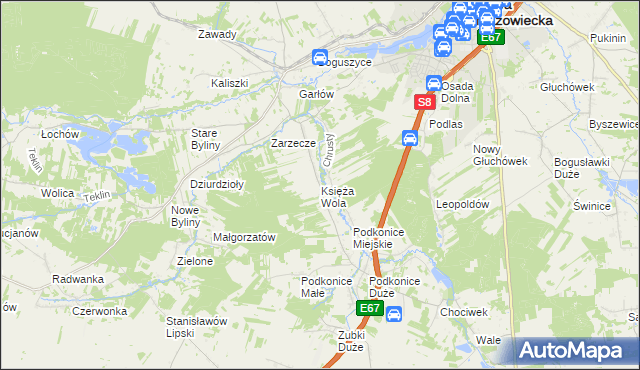 mapa Księża Wola, Księża Wola na mapie Targeo