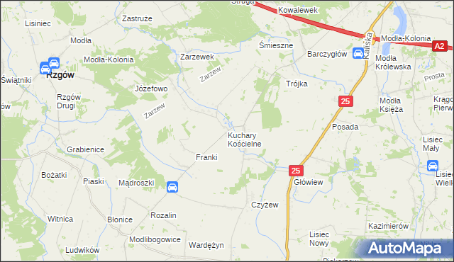 mapa Kuchary Kościelne, Kuchary Kościelne na mapie Targeo