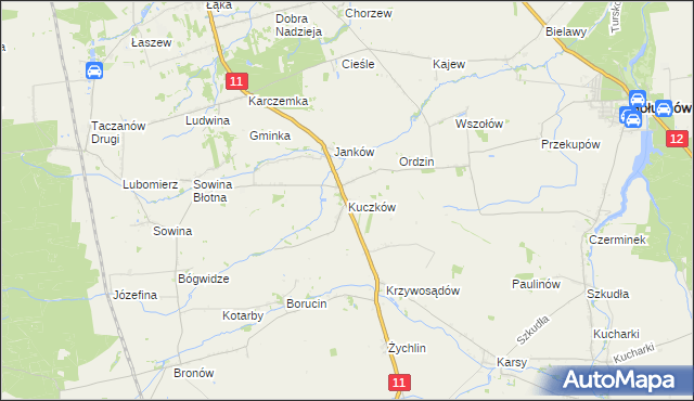 mapa Kuczków gmina Pleszew, Kuczków gmina Pleszew na mapie Targeo