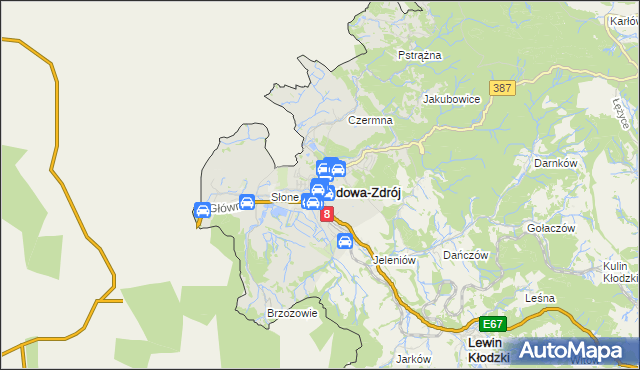 mapa Kudowa-Zdrój, Kudowa-Zdrój na mapie Targeo