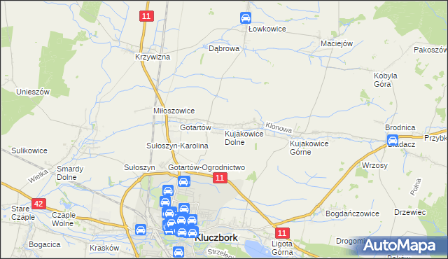 mapa Kujakowice Dolne, Kujakowice Dolne na mapie Targeo