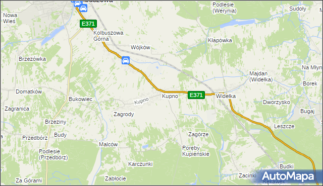 mapa Kupno gmina Kolbuszowa, Kupno gmina Kolbuszowa na mapie Targeo