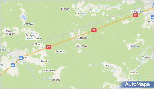 mapa Kurkowo gmina Czersk, Kurkowo gmina Czersk na mapie Targeo