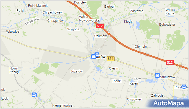mapa Kurów powiat puławski, Kurów powiat puławski na mapie Targeo