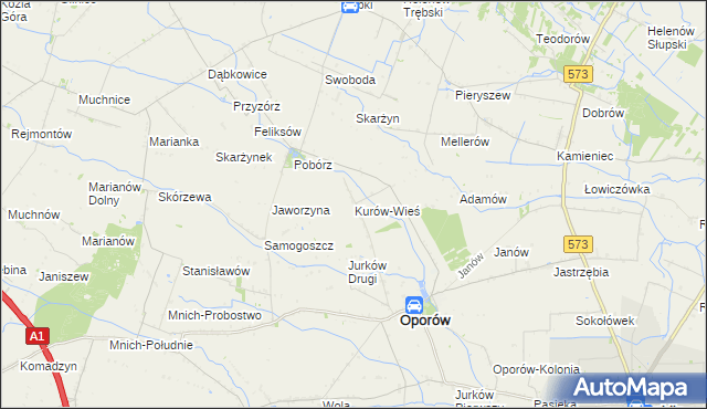 mapa Kurów-Wieś, Kurów-Wieś na mapie Targeo