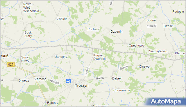 mapa Kurpie Dworskie, Kurpie Dworskie na mapie Targeo