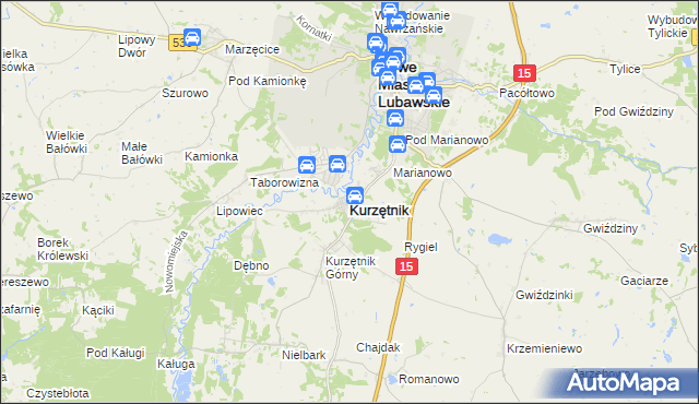 mapa Kurzętnik, Kurzętnik na mapie Targeo