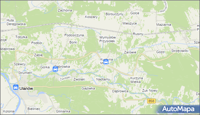 mapa Kurzyna Mała, Kurzyna Mała na mapie Targeo