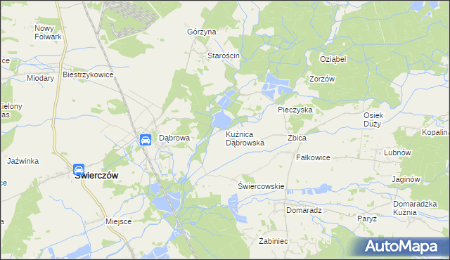 mapa Kuźnica Dąbrowska, Kuźnica Dąbrowska na mapie Targeo