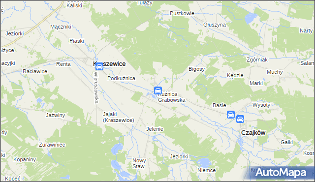 mapa Kuźnica Grabowska, Kuźnica Grabowska na mapie Targeo