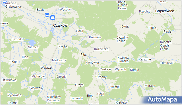 mapa Kuźnica Zagrzebska-Kolonia, Kuźnica Zagrzebska-Kolonia na mapie Targeo