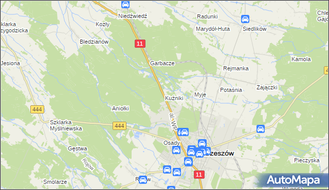 mapa Kuźniki gmina Ostrzeszów, Kuźniki gmina Ostrzeszów na mapie Targeo
