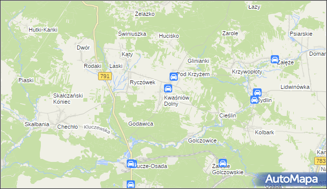 mapa Kwaśniów Dolny, Kwaśniów Dolny na mapie Targeo