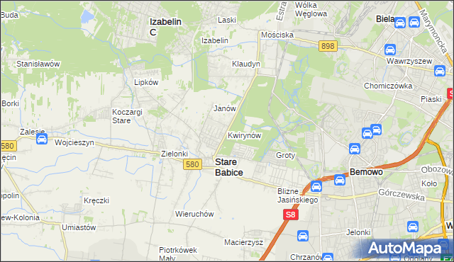 mapa Kwirynów gmina Stare Babice, Kwirynów gmina Stare Babice na mapie Targeo